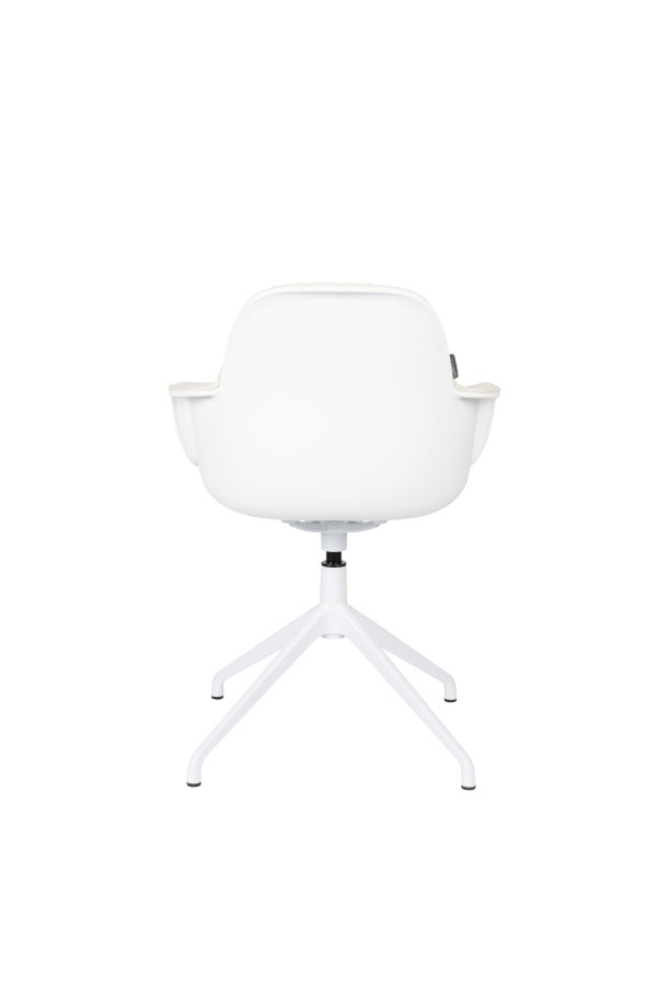 ZUIVER Albert Kuip spisebordsstol, m. armln og drejefunktion - hvid polyester og hvid aluminium