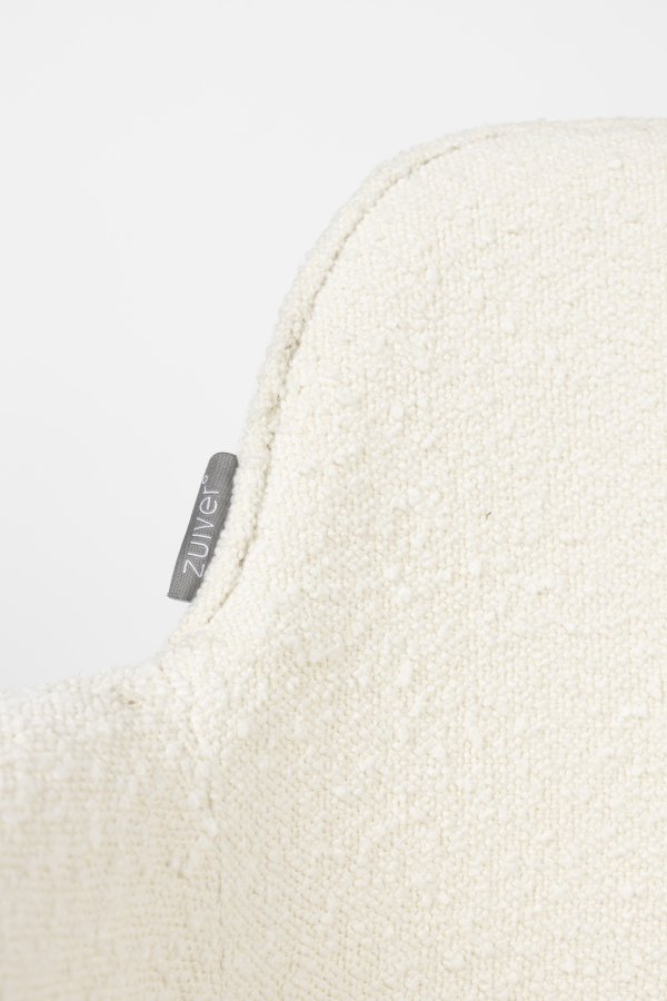 ZUIVER Albert Kuip spisebordsstol, m. armln og drejefunktion - hvid polyester og hvid aluminium