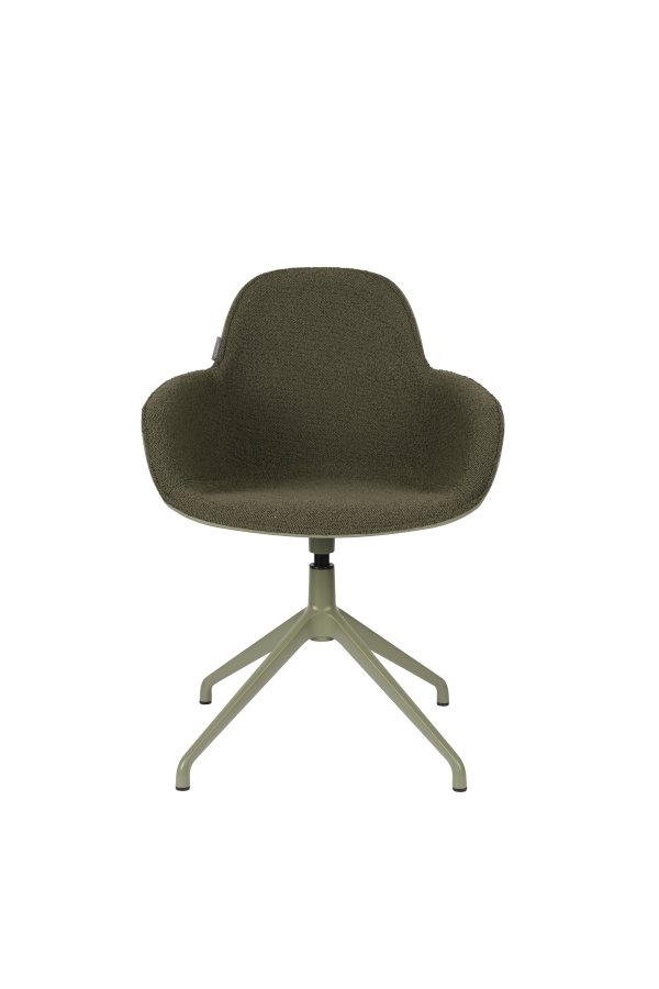 ZUIVER Albert Kuip spisebordsstol, m. armln og drejefunktion - grn polyester og grn aluminium