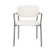WHITE LABEL LIVING Jolien spisebordsstol, m. armln - hvid bouclé og sort stl