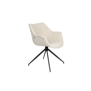 ZUIVER Doulton Swivel drejestol, m. armln - natur polyakryl/polyester og sort stl