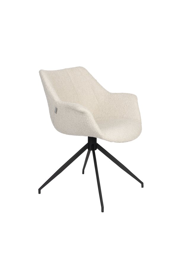 ZUIVER Doulton Swivel drejestol, m. armln - natur polyakryl/polyester og sort stl