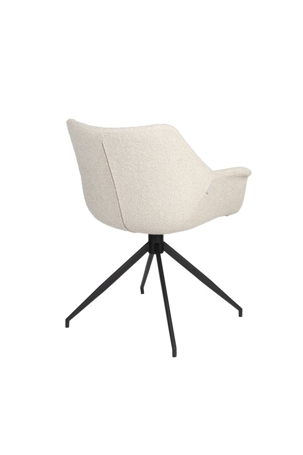 ZUIVER Doulton Swivel drejestol, m. armln - natur polyakryl/polyester og sort stl