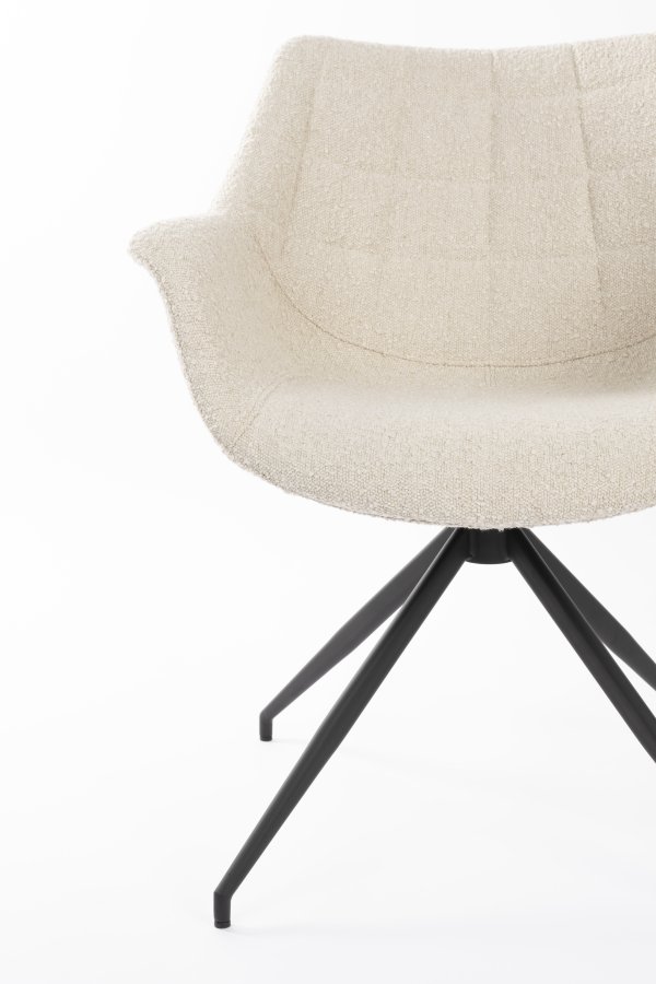 ZUIVER Doulton Swivel drejestol, m. armln - natur polyakryl/polyester og sort stl