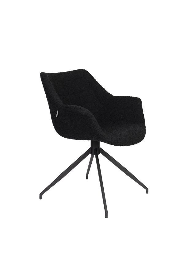 ZUIVER Doulton Swivel drejestol, m. armln - sort polyakryl/polyester og sort stl