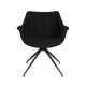 ZUIVER Doulton Swivel drejestol, m. armln - sort polyakryl/polyester og sort stl