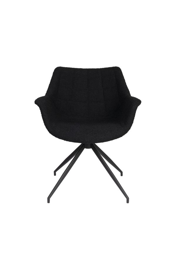 ZUIVER Doulton Swivel drejestol, m. armln - sort polyakryl/polyester og sort stl