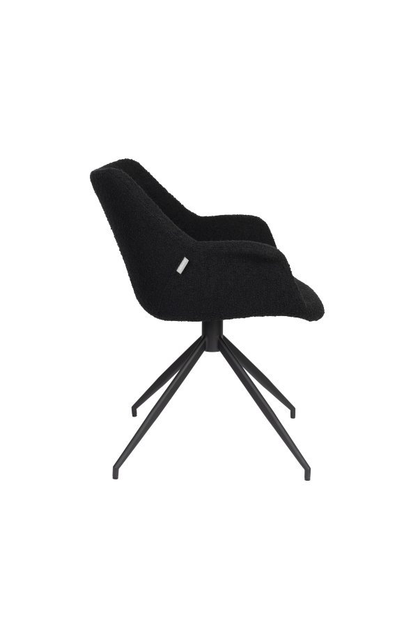 ZUIVER Doulton Swivel drejestol, m. armln - sort polyakryl/polyester og sort stl