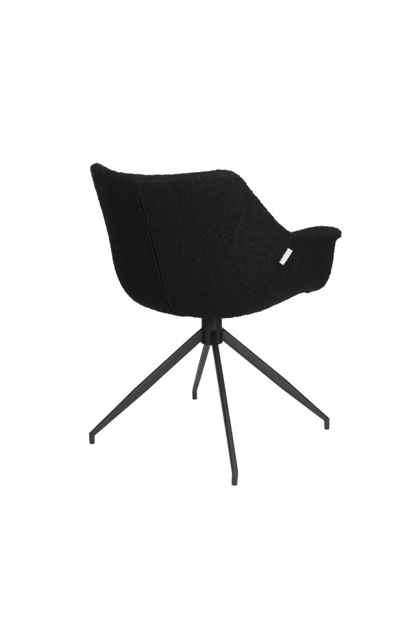ZUIVER Doulton Swivel drejestol, m. armln - sort polyakryl/polyester og sort stl