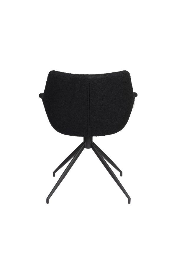 ZUIVER Doulton Swivel drejestol, m. armln - sort polyakryl/polyester og sort stl