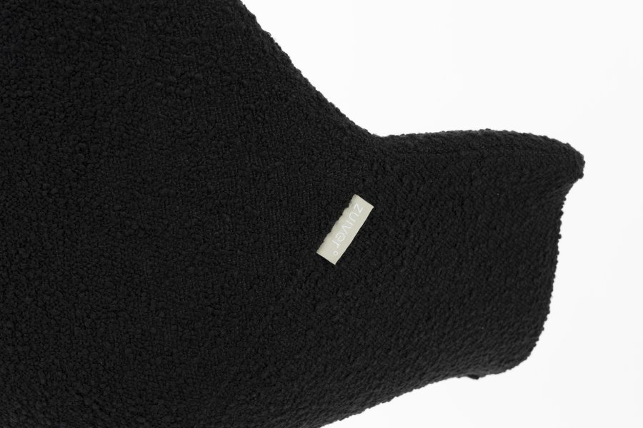 ZUIVER Doulton Swivel drejestol, m. armln - sort polyakryl/polyester og sort stl