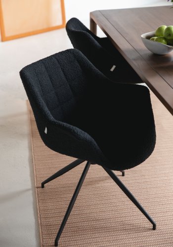 ZUIVER Doulton Swivel drejestol, m. armln - sort polyakryl/polyester og sort stl