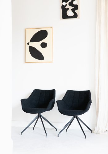 ZUIVER Doulton Swivel drejestol, m. armln - sort polyakryl/polyester og sort stl