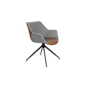 ZUIVER Doulton Swivel drejestol, m. armln - vintage brun, gr polyakryl/polyester og sort stl