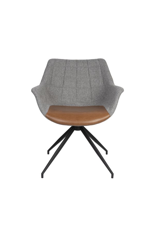 ZUIVER Doulton Swivel drejestol, m. armln - vintage brun, gr polyakryl/polyester og sort stl