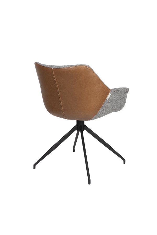 ZUIVER Doulton Swivel drejestol, m. armln - vintage brun, gr polyakryl/polyester og sort stl