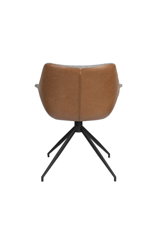 ZUIVER Doulton Swivel drejestol, m. armln - vintage brun, gr polyakryl/polyester og sort stl