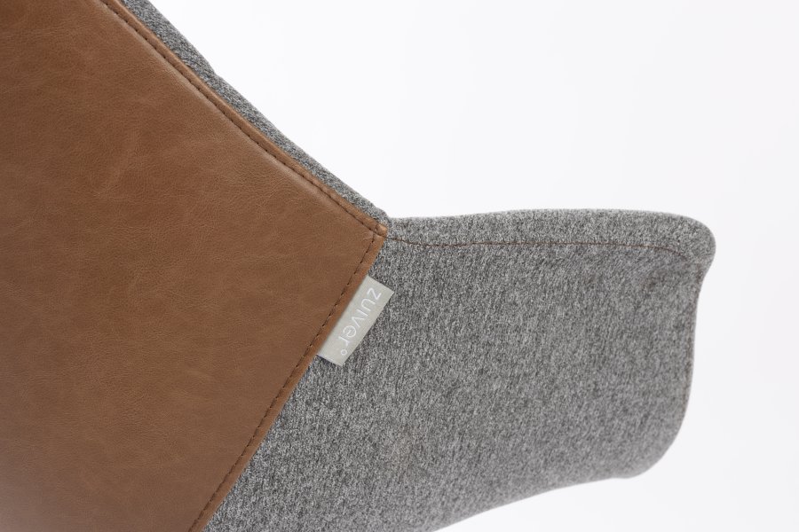 ZUIVER Doulton Swivel drejestol, m. armln - vintage brun, gr polyakryl/polyester og sort stl