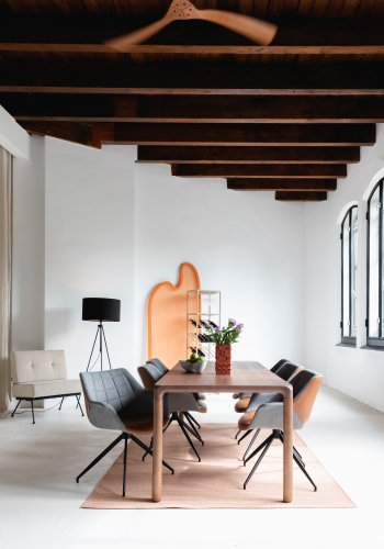 ZUIVER Doulton Swivel drejestol, m. armln - vintage brun, gr polyakryl/polyester og sort stl