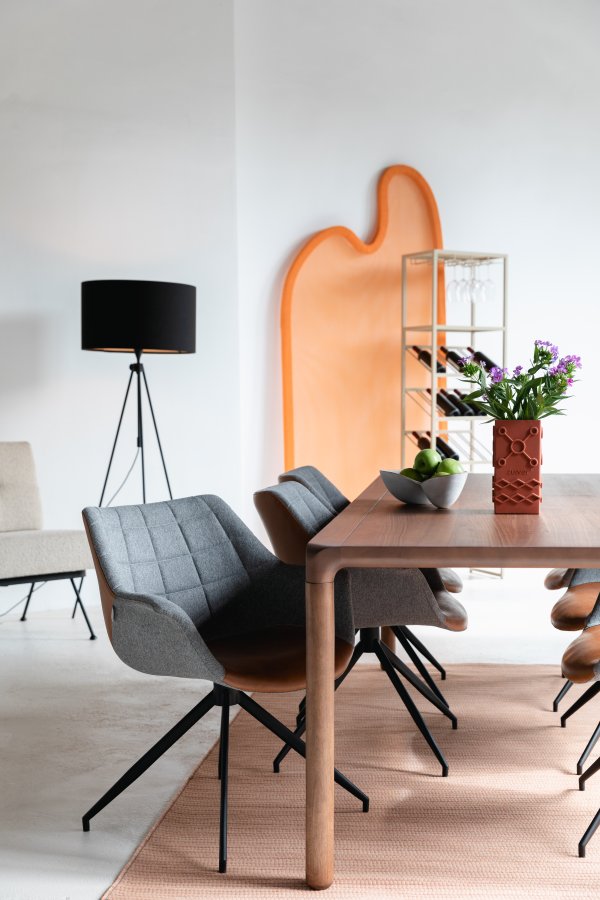 ZUIVER Doulton Swivel drejestol, m. armln - vintage brun, gr polyakryl/polyester og sort stl