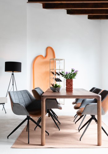 ZUIVER Doulton Swivel drejestol, m. armln - vintage brun, gr polyakryl/polyester og sort stl