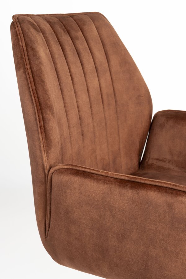 WHITE LABEL LIVING Jamie spisebordsstol, m. armln - rust polyester og metal