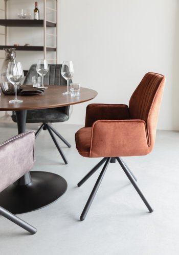 WHITE LABEL LIVING Jamie spisebordsstol, m. armln - rust polyester og metal