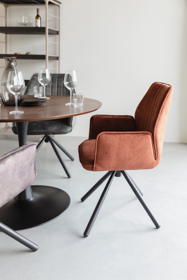 WHITE LABEL LIVING Jamie spisebordsstol, m. armln - rust polyester og metal