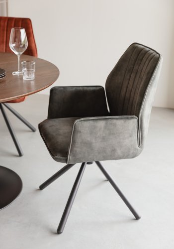 WHITE LABEL LIVING Jamie spisebordsstol, m. armln - mos polyester og metal