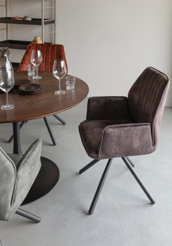 WHITE LABEL LIVING Jamie spisebordsstol, m. armln - brun polyester og metal