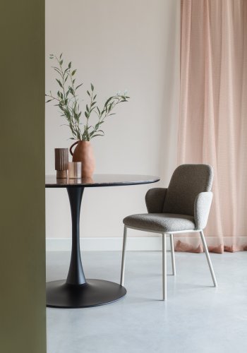 WHITE LABEL LIVING Jerrico spisebordsstol, m. armln - brun polyester og beige metal