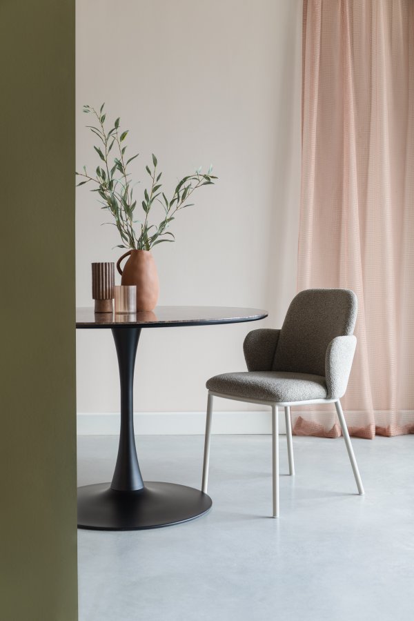 WHITE LABEL LIVING Jerrico spisebordsstol, m. armln - brun polyester og beige metal