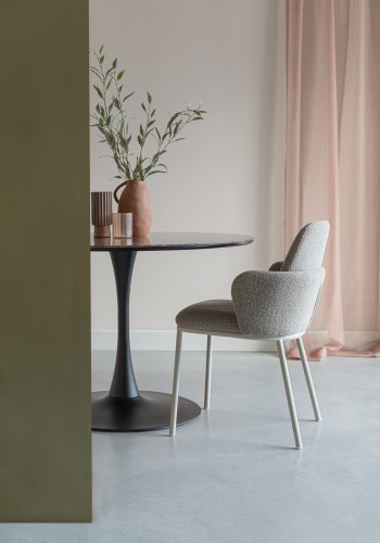 WHITE LABEL LIVING Jerrico spisebordsstol, m. armln - brun polyester og beige metal