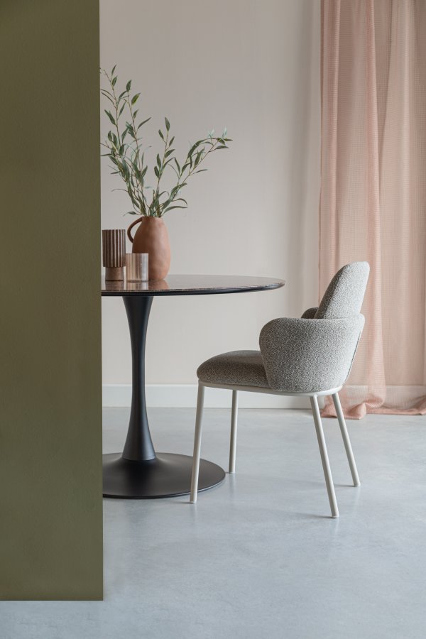 WHITE LABEL LIVING Jerrico spisebordsstol, m. armln - brun polyester og beige metal