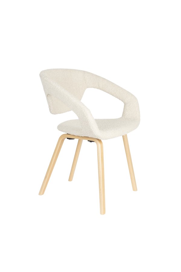 ZUIVER Flexback spisebordsstol, m. armln - beige bouclé og natur bgetr
