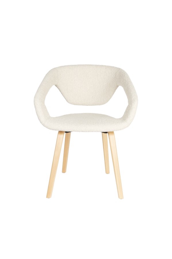 ZUIVER Flexback spisebordsstol, m. armln - beige bouclé og natur bgetr