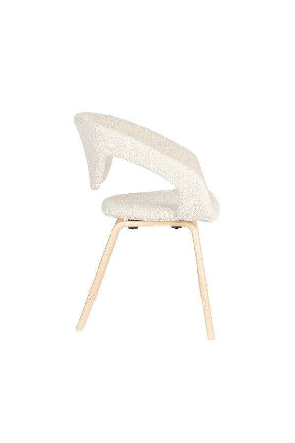 ZUIVER Flexback spisebordsstol, m. armln - beige bouclé og natur bgetr