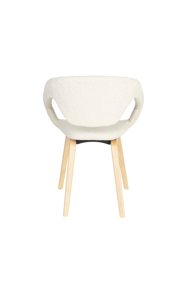 ZUIVER Flexback spisebordsstol, m. armln - beige bouclé og natur bgetr