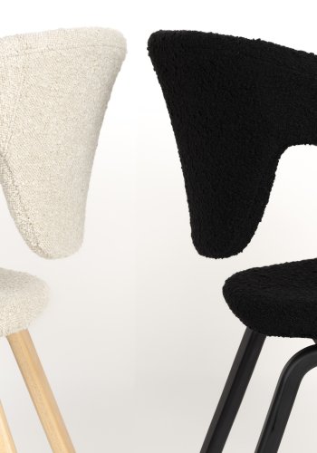 ZUIVER Flexback spisebordsstol, m. armln - beige bouclé og natur bgetr