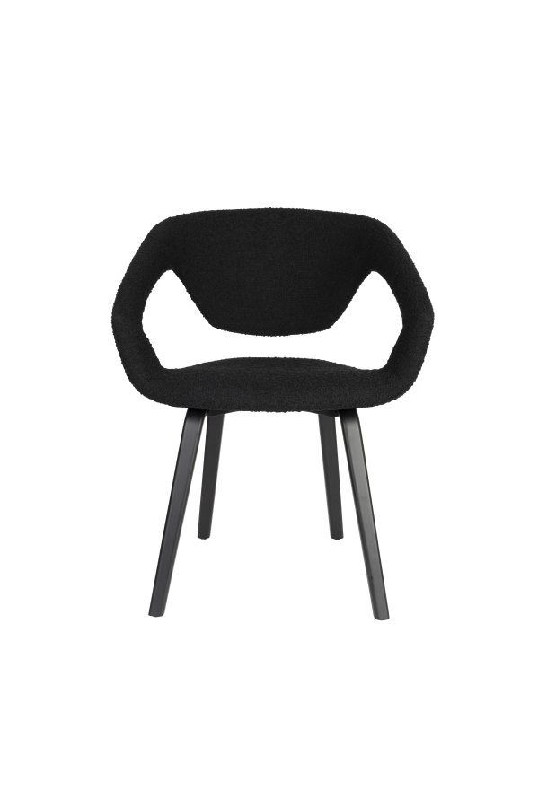 ZUIVER Flexback spisebordsstol, m. armln - sort bouclé og sort bgetr