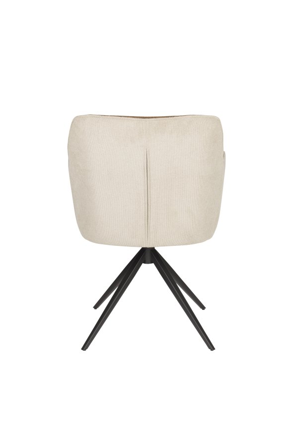 WHITE LABEL LIVING Daley spisebordsstol, m. armln - beige/brun polyester og sort jern