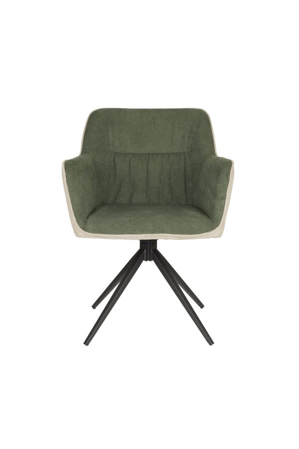 WHITE LABEL LIVING Daley spisebordsstol, m. armln - beige/grn polyester og sort jern
