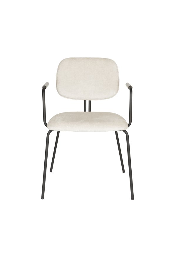 WHITE LABEL LIVING Bouton spisebordsstol, stabelbar, m. armln - offwhite polyester og sort jern