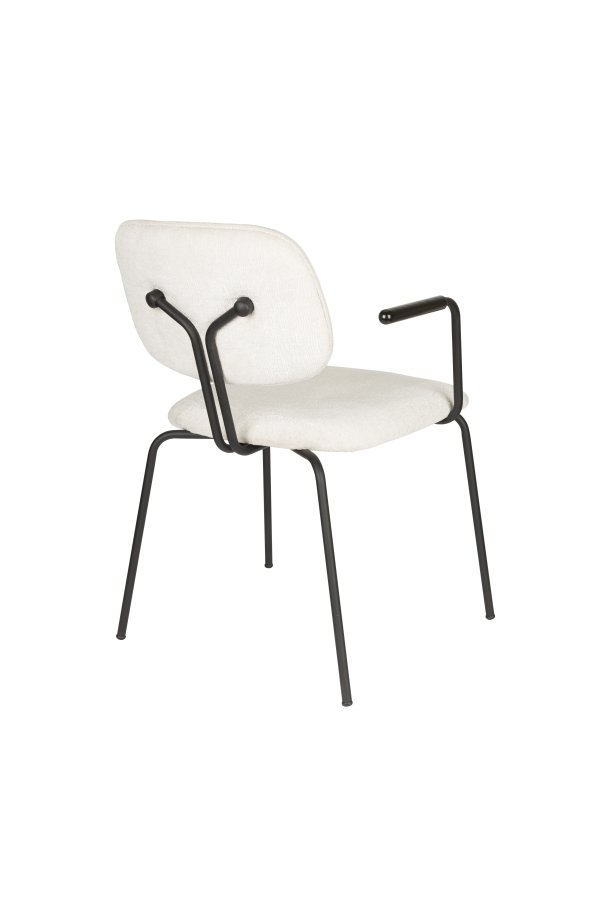 WHITE LABEL LIVING Bouton spisebordsstol, stabelbar, m. armln - offwhite polyester og sort jern