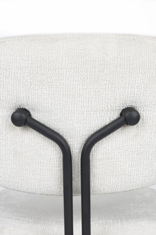 WHITE LABEL LIVING Bouton spisebordsstol, stabelbar, m. armln - offwhite polyester og sort jern