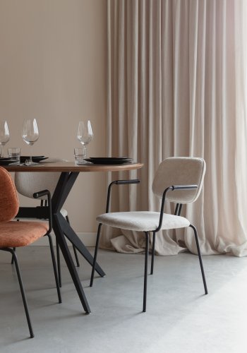 WHITE LABEL LIVING Bouton spisebordsstol, stabelbar, m. armln - offwhite polyester og sort jern