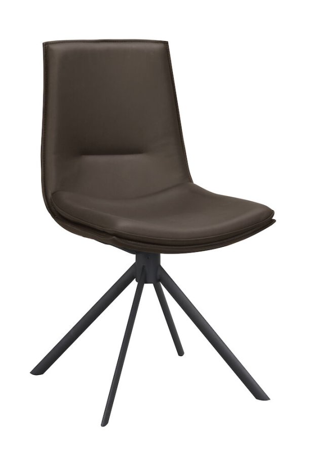 ROWICO Lowell drejestol - brun lder og sort metal