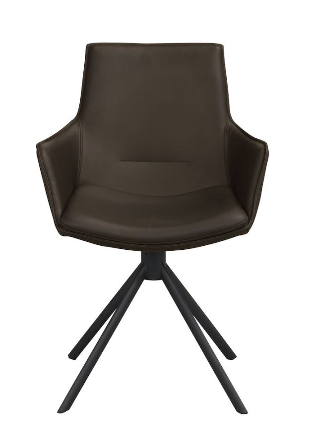 ROWICO Lowell drejestol, m. armln - brun lder og sort metal