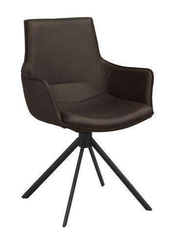 ROWICO Lowell drejestol, m. armln - brun lder og sort metal