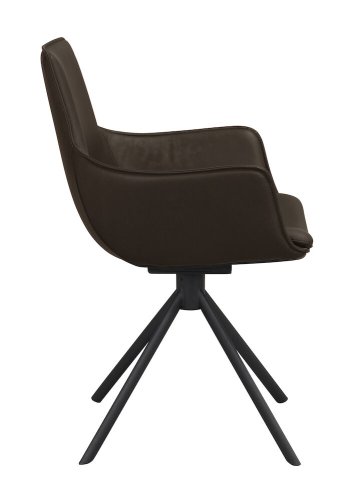 ROWICO Lowell drejestol, m. armln - brun lder og sort metal